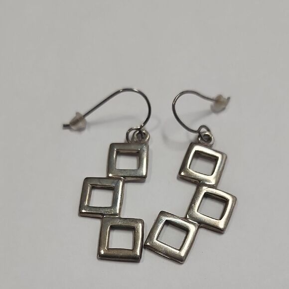 Geometric Sterling Silver 925 Dangle Drop Earrings - Picture 1 of 3